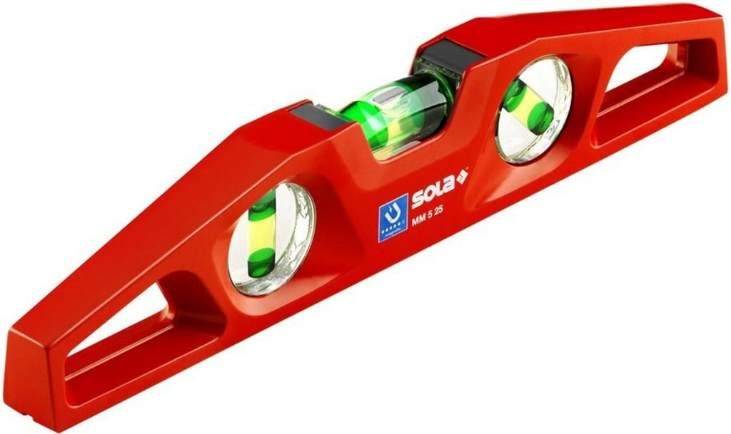 Sola Aluminium-Wasserwaage mit gefräster V-förmiger Oberfläche