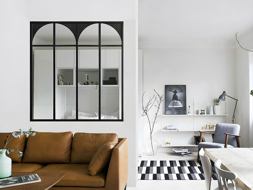 Verglaste Wand im Art déco-Stil, aus thermisch lackiertem Aluminium, 120 × 130 cm - schwarz - ARCADEA