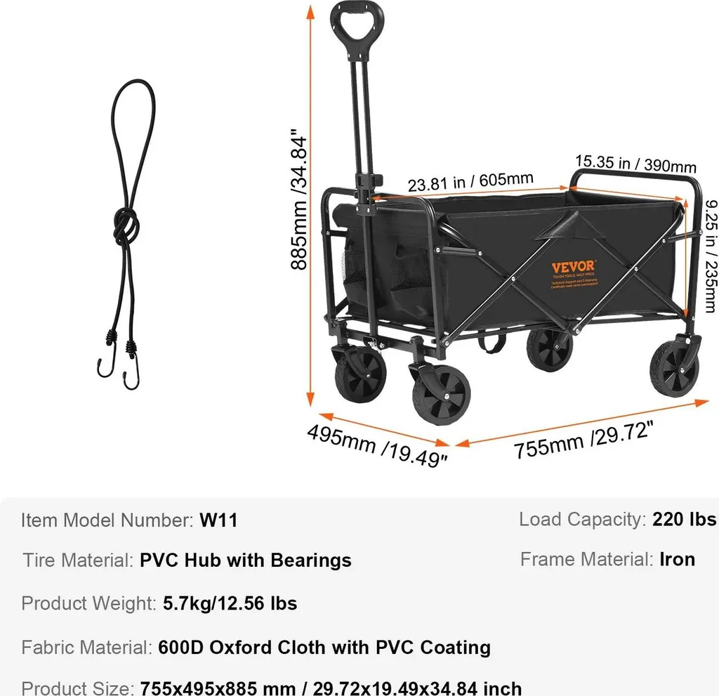 Carro Pieghevole Tradizionale All-Terrain | Trasporto Robusto 220 lbs