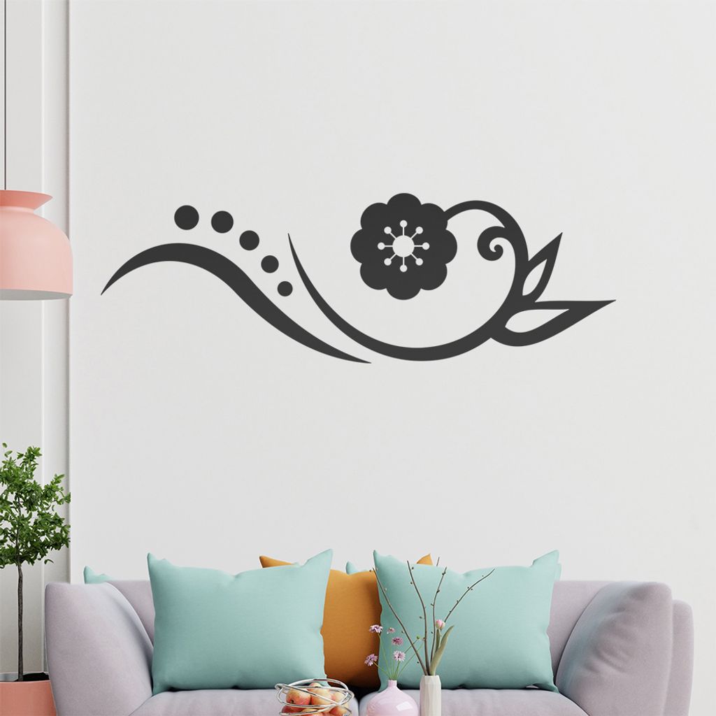 Blume - Linien Punkte Wandtattoo in 6 Größen - Wandaufkleber Wall Sticker - Dekoration, Küche, Wohnzimmer, Schlafzimmer, Badezimmer