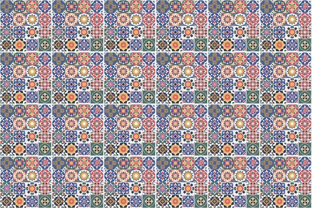 Fliesenaufkleber 15x15 cm – 24 Stück – Selbstklebend – Wasserfest – Pflegeleicht – Hitzebeständig – Für Küche & Bad – Blumenmosai...