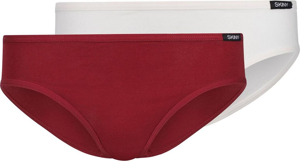 SKINY Mädchen Slip, 2er Pack - Rio-Slip, Bikini Briefs, Unterhose, Baumwolle Stretch Rot/Weiß 152