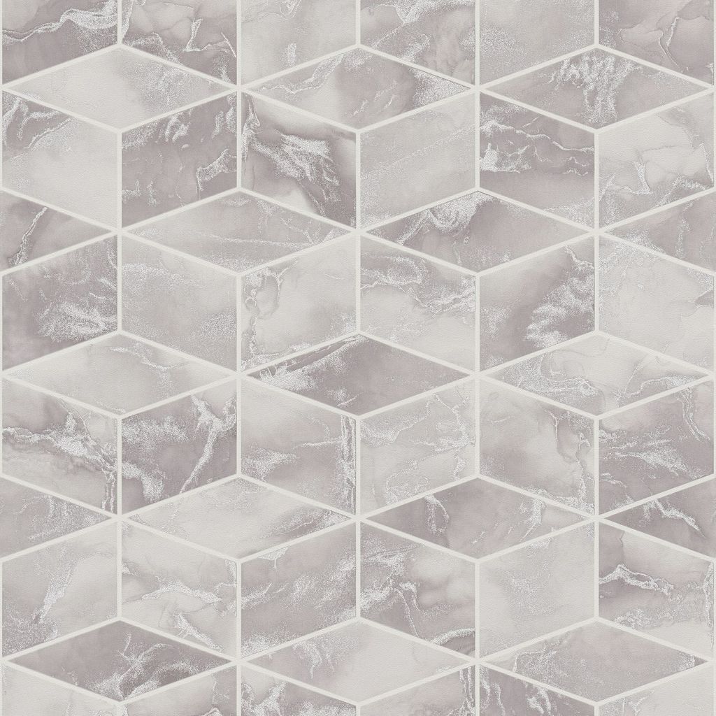 Profhome 378631-GU Grafik Tapete Geometrisch schimmernd silber grau weiß 5,33 m2