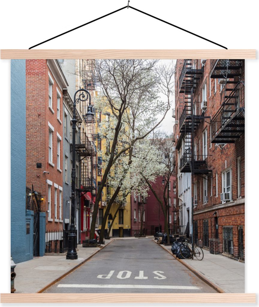 MuchoWow Textilposter New York - Amerika - NYC 40x40 cm mit holzfarbenen Rahmen - Posterleiste