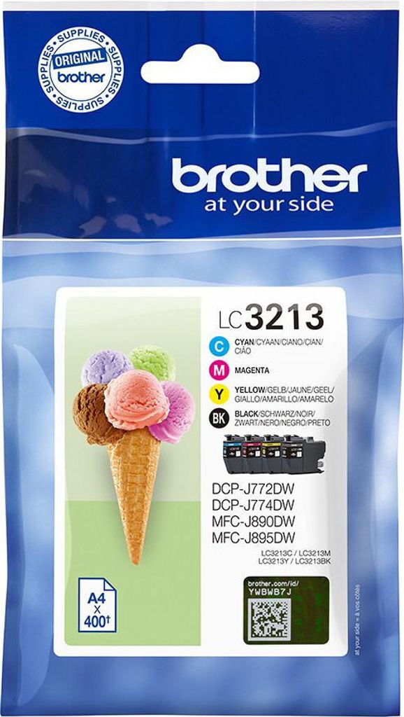 A package of Brother ink cartridges with an image of ice cream cones.