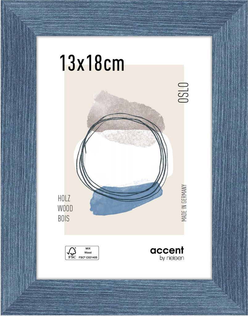 accent by nielsen Holz Bilderrahmen Oslo, 13x18 cm, Blau