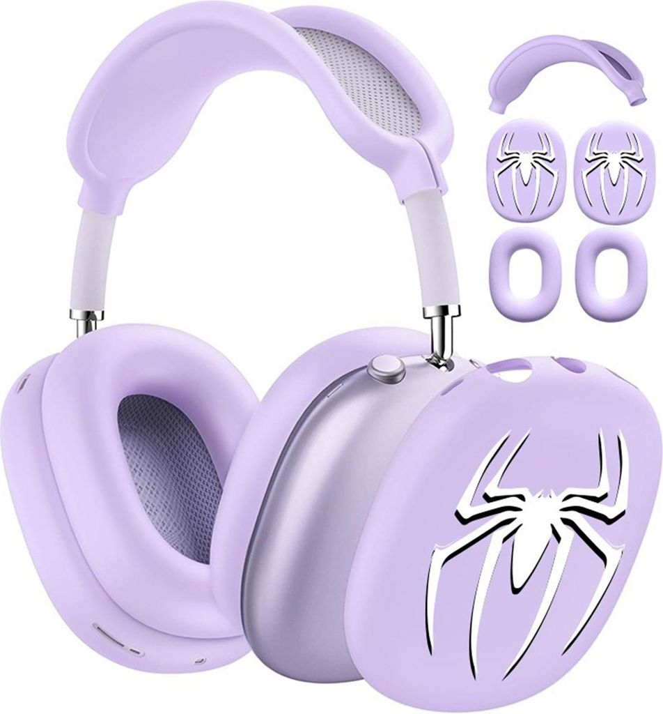 INF Spinnen-Design Silikon Schutzhülle für AirPods Max 3er-Set Violett