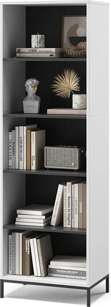 Bibliothèque Vicco Eliza Blanche 60x180 cm Modèle 56420 à 5 Compartiments