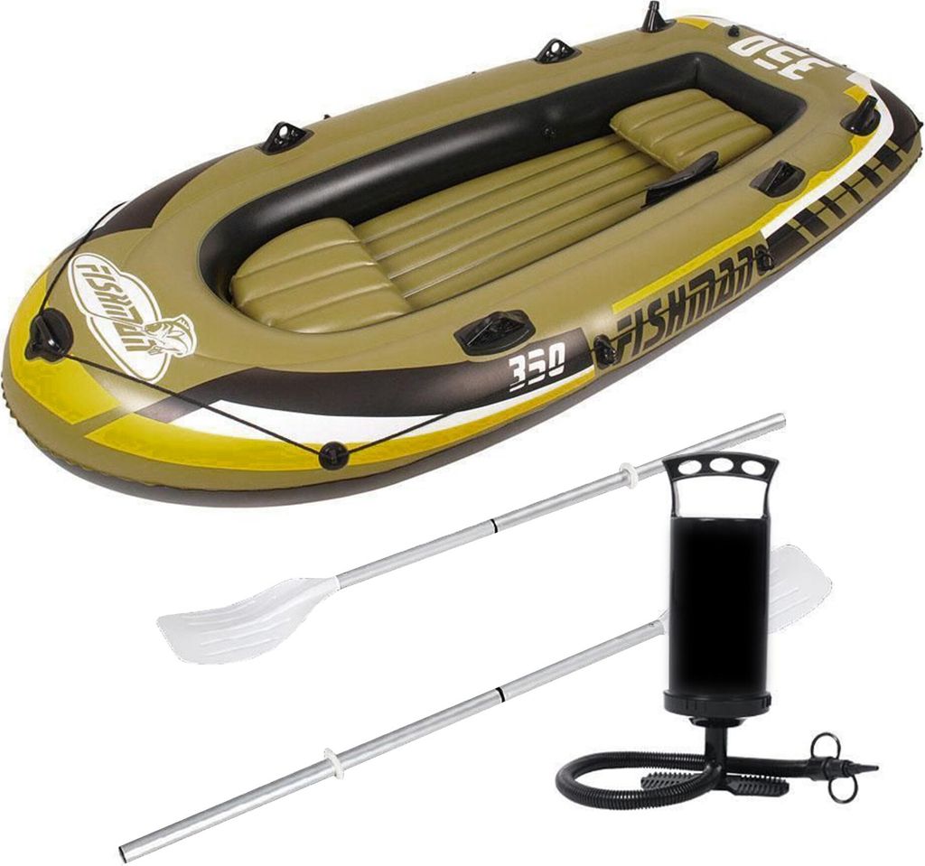 Aga Aufblasbares Boot 305×136 cm – Schlauchboot für 4 Personen, PVC, mit Paddel & Pumpe, Traglast 340 kg, Freizeitboot für See & Camping, 07209-1