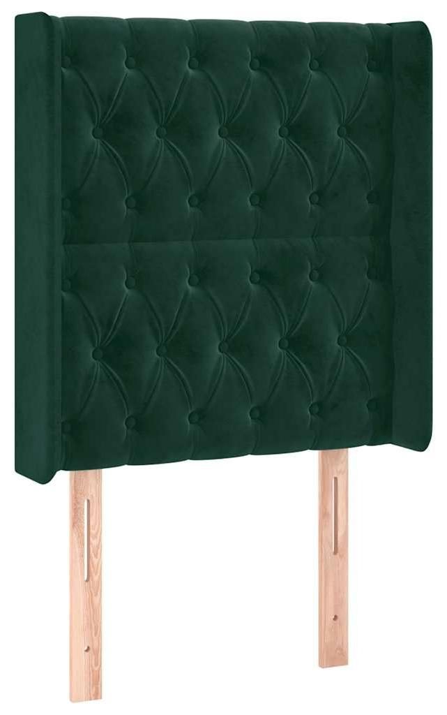 vidaXL Kopfteil mit Ohren Dunkelgrün 83x16x118/128 cm Samt