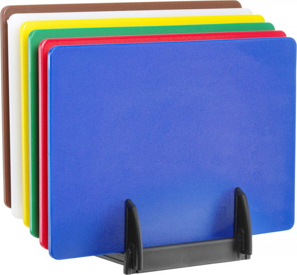 Set aus 6 HACCP-Schneidebrettern inkl. Rack