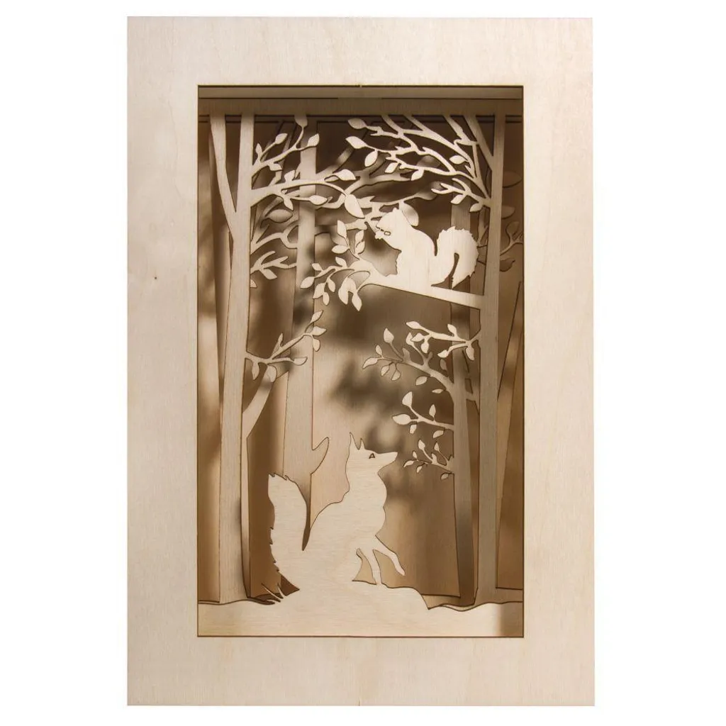 Cadre en bois Forêt de Noël Set - Décoration 20 x 30 x 6,6 cm Naturel