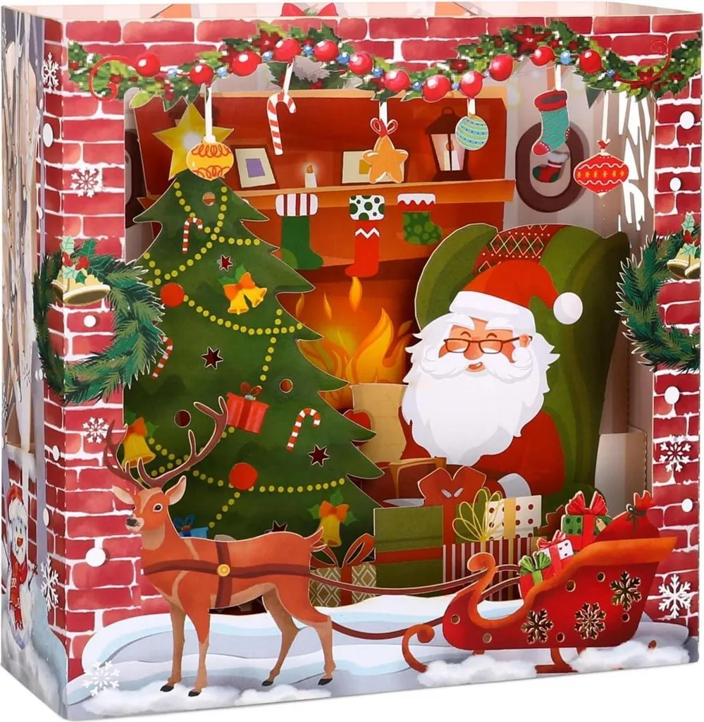 Cartes de Noël 3D Pop Up de Luxe Saint-Nicolas Set de 14 avec Enveloppe