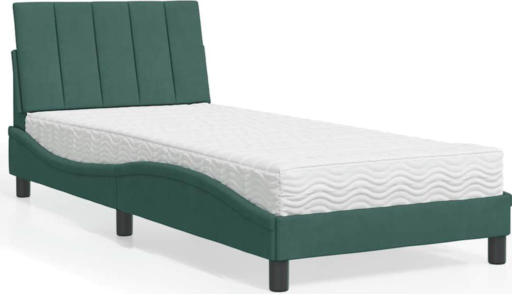vidaXL Bett mit Matratze "Hanko" Dunkelgrün 80x200 cm Samt