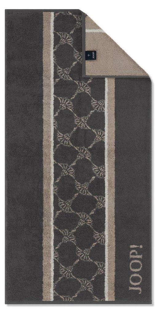Handtuch - 50 x 100 cm - Anthrazit - Braun - Baumwolle - mit Logo