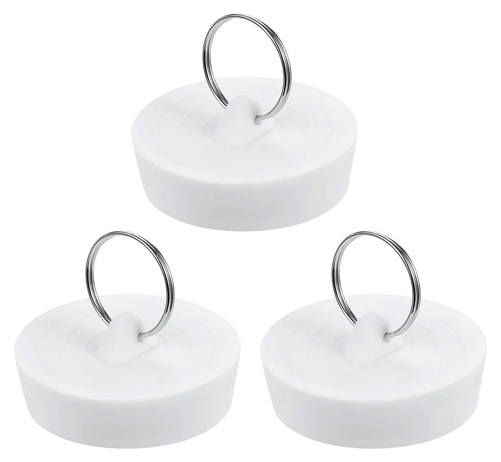 3 Stück Gummibeckenstöpsel, Badewannenablaufstopfen für 47-49mm Abfluss, Dichtung mit Aufhänger für Badezimmer, Küche und Wäscherei, Weiß