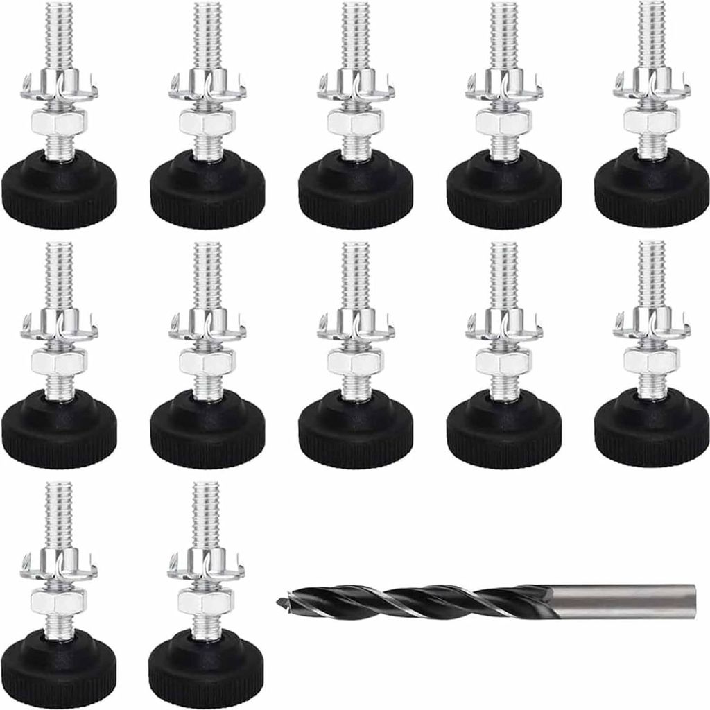 Zbssny 12 Stück Verstellbare Möbelfüße Metall M8x50mm Höhenverstellbare Füße für Möbel Stellfüße mit Einschlagmuttern Bohrern Reguliersc...