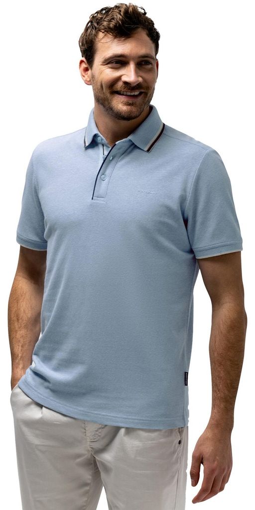 Poloshirt State of Art blau 3-knöpfig