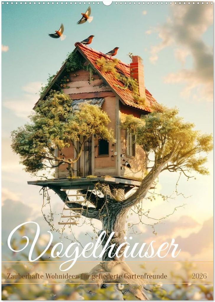 Vogelhäuser Zauberhafte Wohnideen für gefiederte Freunde (Wandkalender 2026 DIN A2 hoch), CALVENDO Monatskalender