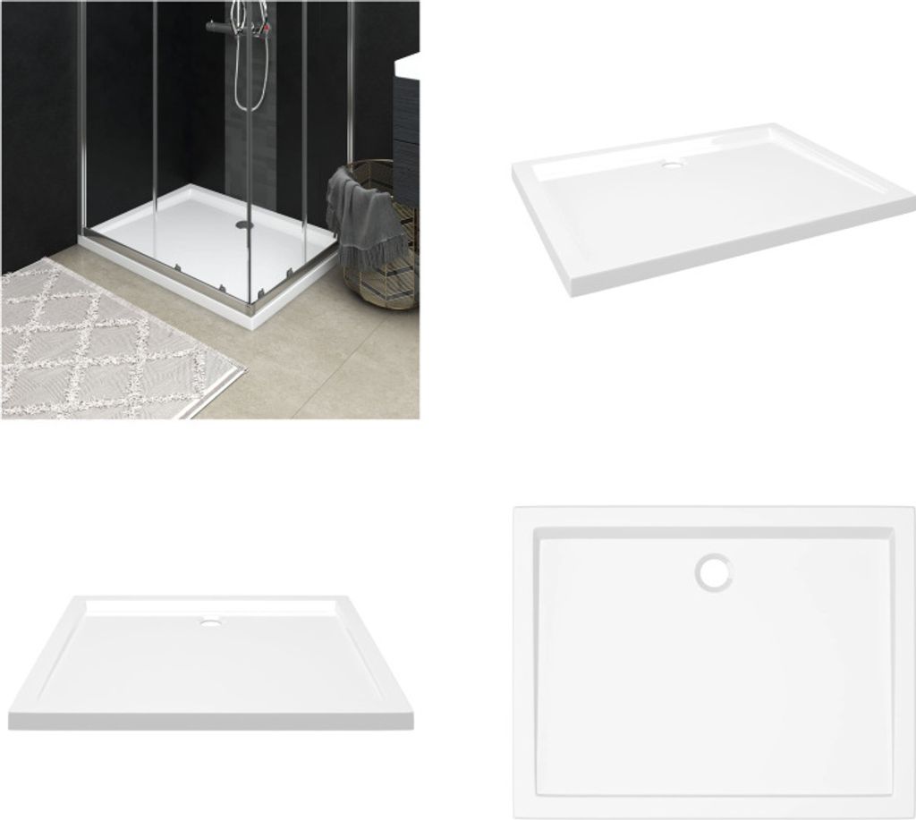 vidaXL Duschtasse ABS Rechteckig 80x100 cm - Duschwanne - Duschwannen - Duschtasse - Duschtassen