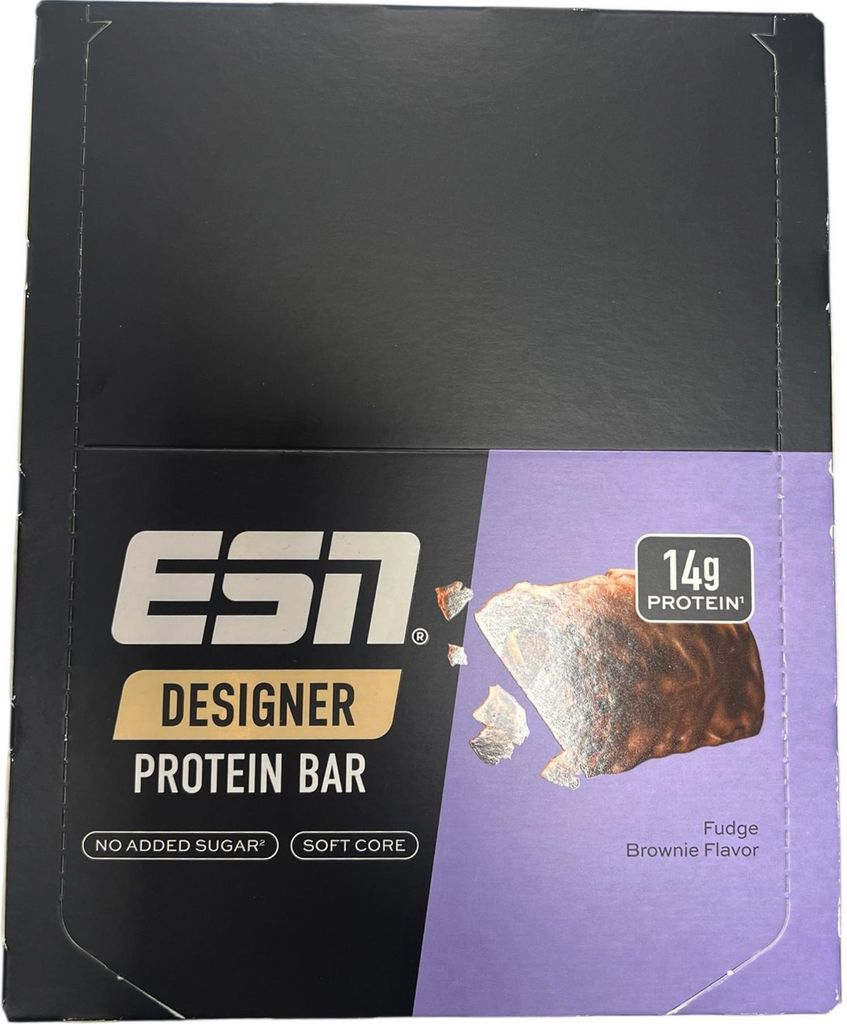 The image shows the front packaging of an ESN Designer Protein Bar.