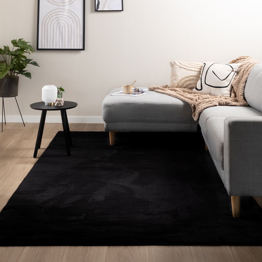 Volero - Flauschiger Teppich - Cozy Schwarz - 200x270 cm - Wohnzimmer, Esszimmer, Kinderzimmer, Schlafzimmer - Klassik, Ländlich, Modern, Skandina...