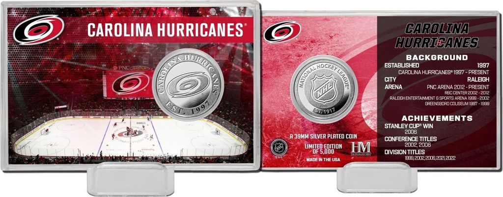 NHL Team History Silver Coin Card - Carolina Hurricanes