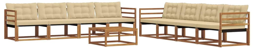 vidaXL Outdoor-Sofagarnitur mit Kissen 9 pcs Natur und Beige