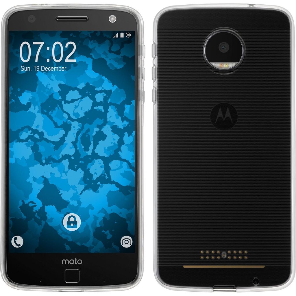 PhoneNatic Case kompatibel mit Lenovo Moto Z Force - Crystal Clear Silikon Hülle transparent + 2 Schutzfolien