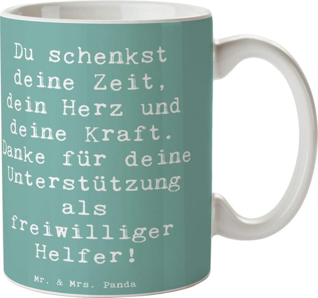 Mr. & Mrs. Panda Becher Spruch Freiwilliger Dank - Meeresbrise - Geschenk, Kaffeetasse, Kaffeebecher, Aufmerksamkeit, Freiwilligenarbeit, Danke sag...