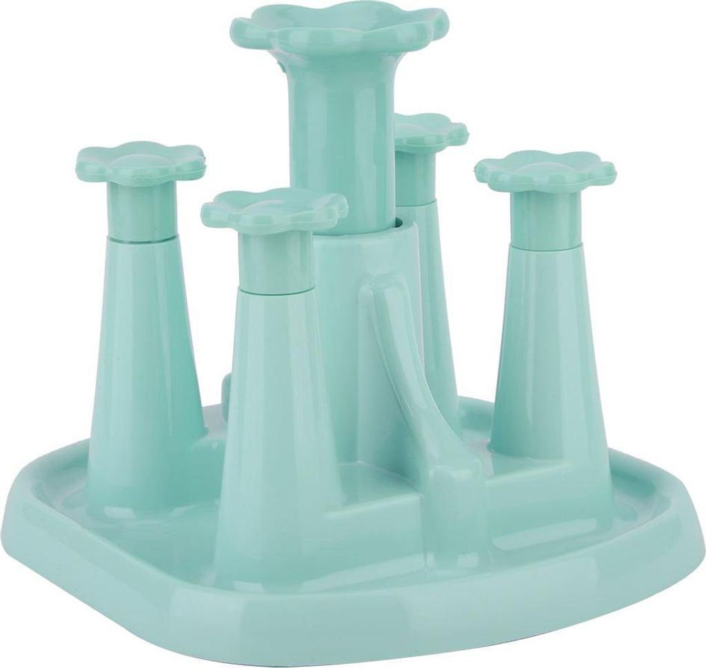 Becherhalter, Abtropfgestell, Wasserablauf, Trockenorganizer für 4 Tassen (Blau)