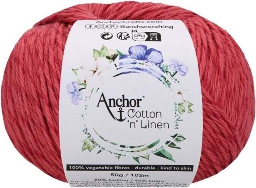 Anchor Baumwolle 'n' Linen 00017 Raspberry Häkelgarn Produktbild 