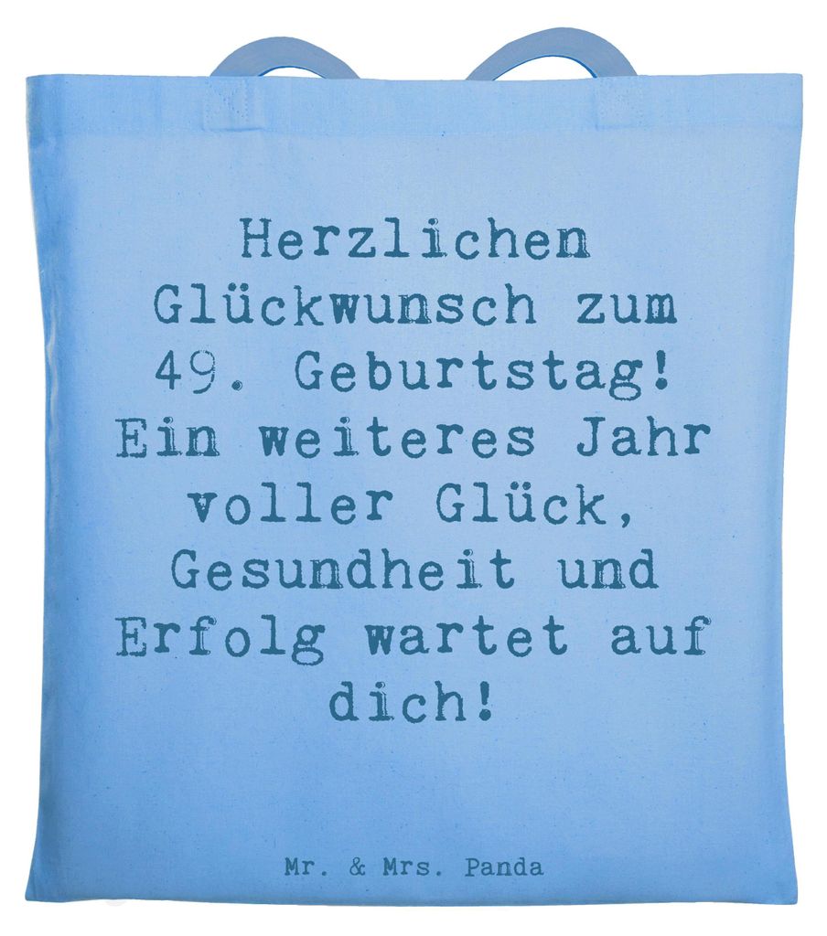 Mr. & Mrs. Panda Tote Bag Spruch 49. Geburtstag - Sky Blue - Geschenk, Shopping Tasche, Laptoptasche, Jutebeutel, Feste feiern, Unterstützung, Ein...
