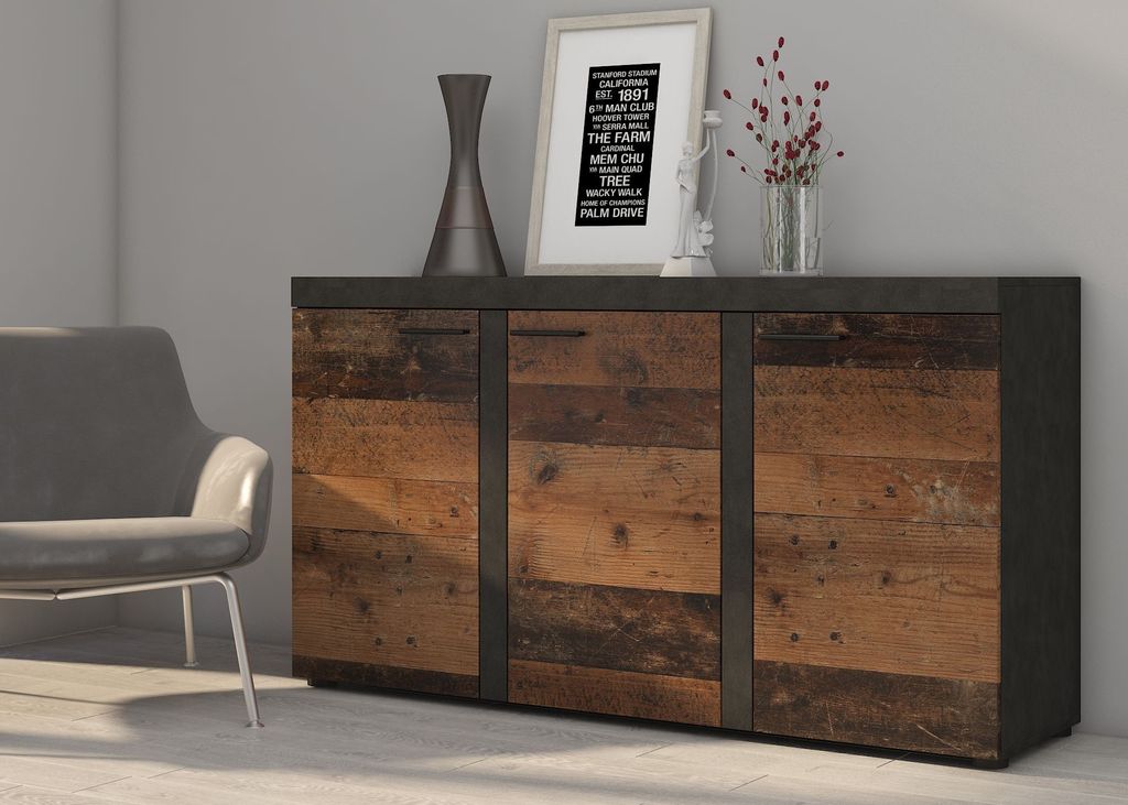 Kommode RUMBA 3D mit 3 Türen 149x82x41 Wohnzimmer Sideboard Produktbild 