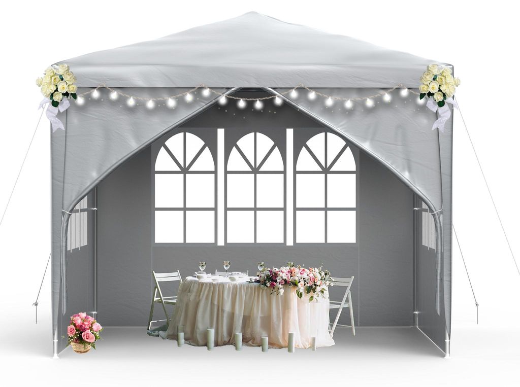QEENTOE, gazebo da giardino 3x3 metri, grigio, tenda in Immagine del prodotto 