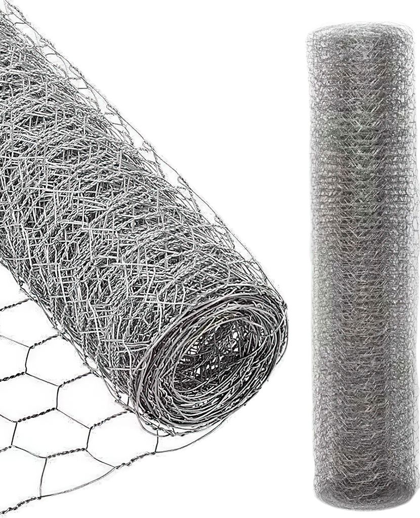 Sechseckgeflecht Drahtzaun Hasendraht L. 10M/25M Drahtgeflecht Maschendraht Maschenweite 27*27mm ( Silber L. 25M H. 1M )