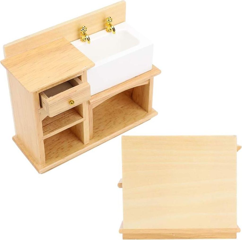 1:12 Miniatur Puppenhaus Waschbecken - Miniatur Waschbecken Puppenhaus Zubehör - Realistisches Küchen Badezimmer Waschbecken - Mini Waschbecken f...