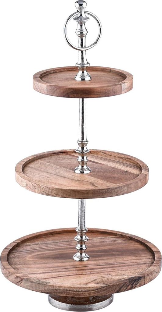 3 Etagen Etagere aus Holz Amalie rund 50cm Groß | Vintage Cupcake Ständer als Tischdeko