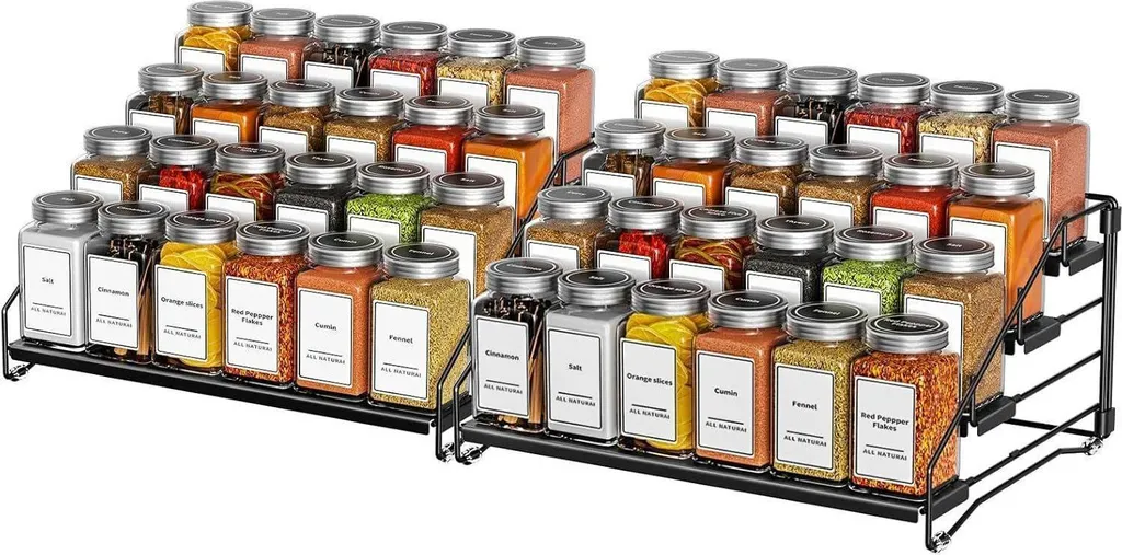 Set 2 Portaspezie ZDDLOINP Nero 4 Livelli | Senza Buchi per Cucina