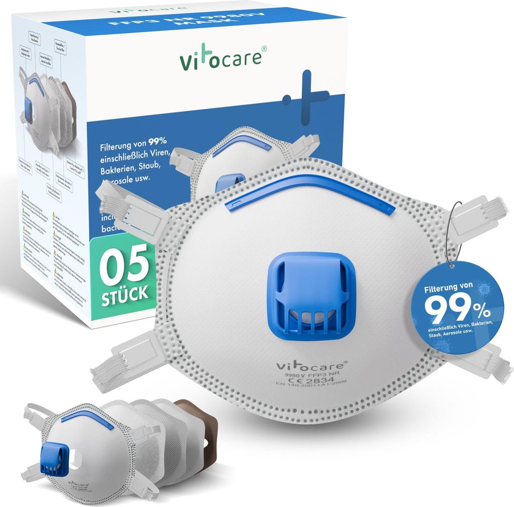 Vitocare FFP3 Maske mit Ventil | Atemschutzmaske CE | 5 Produktbild 