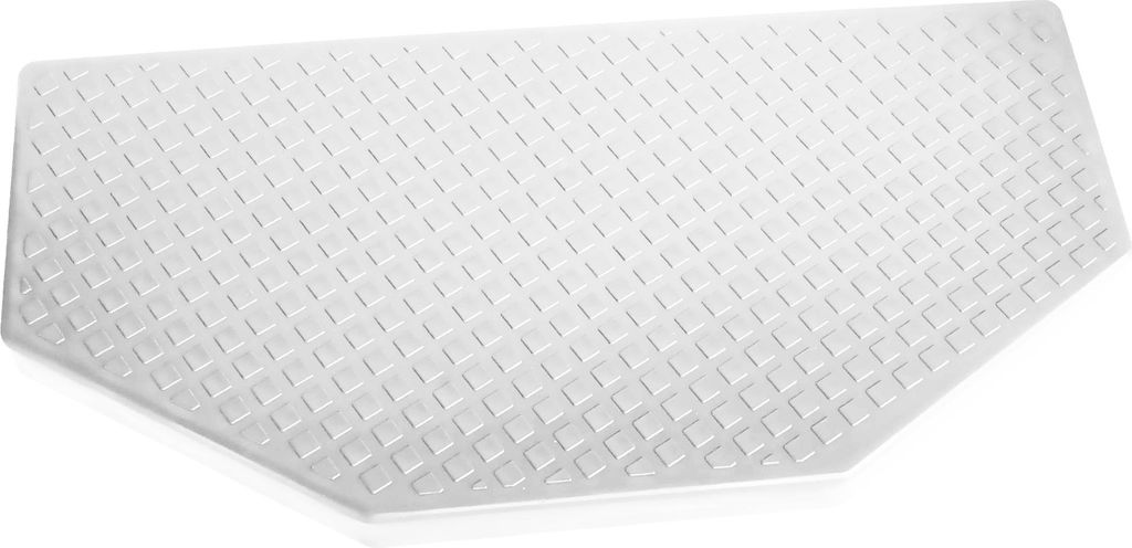 A white, textured platform with a diamond pattern, shaped like a segment of a circle or an irregular polygon, is shown against a white background.