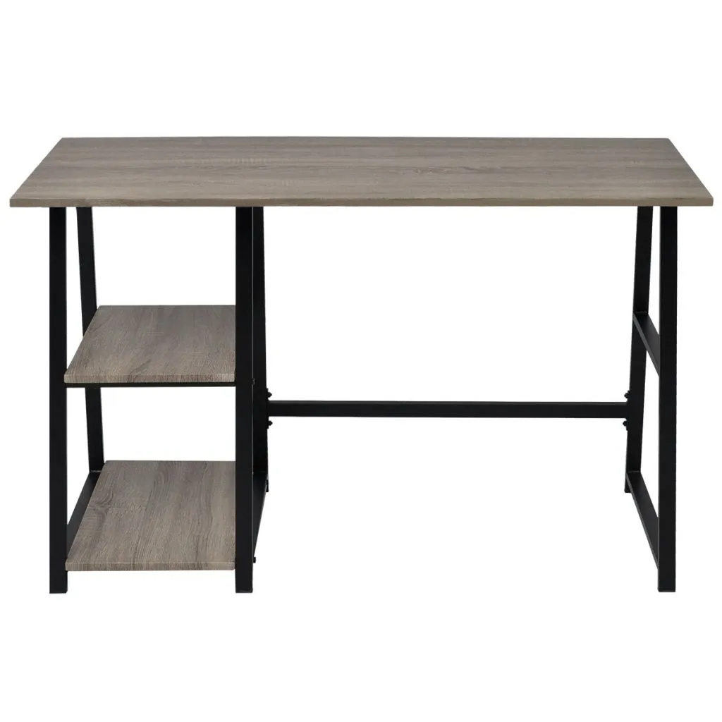 vidaXL Scrivania con 2 ripiani grigio e rovere