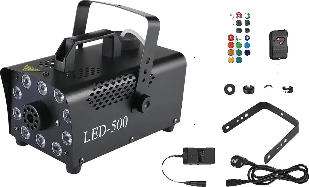 Machine à fumée 10 LED RGB 500W, gros débit 7000 CFM, boîtier noir 220V