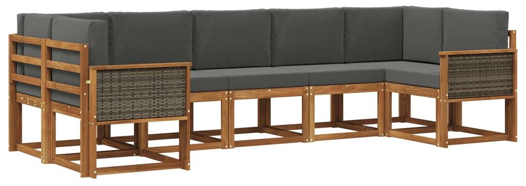 vidaXL Outdoor-Sofagarnitur mit Kissen 7 pcs Natur und Anthrazit
