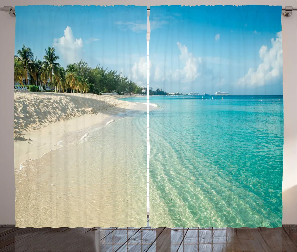 Rideau de Salon Rustique Motif Plage Artistique 280x225 cm Multicolore