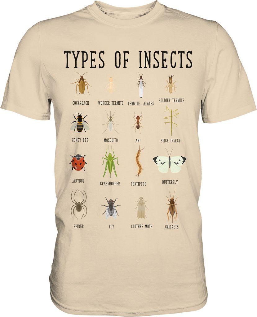 Entomologie Käfersammler Insektenarten T-Shirt – Sand / XXL Produktbild 