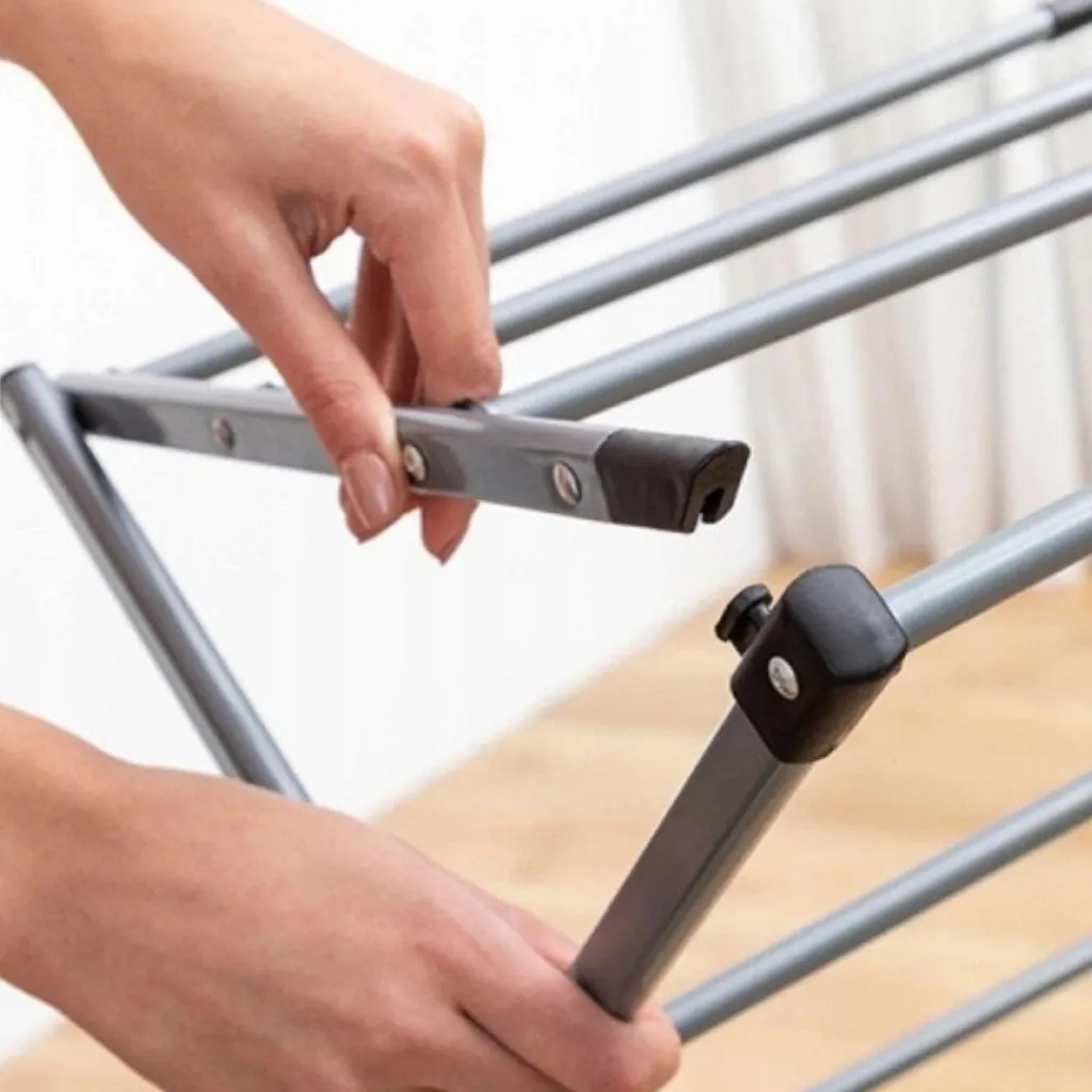 Étendoir à linge extensible 3 niveaux de hauteur en métal robuste - 18
