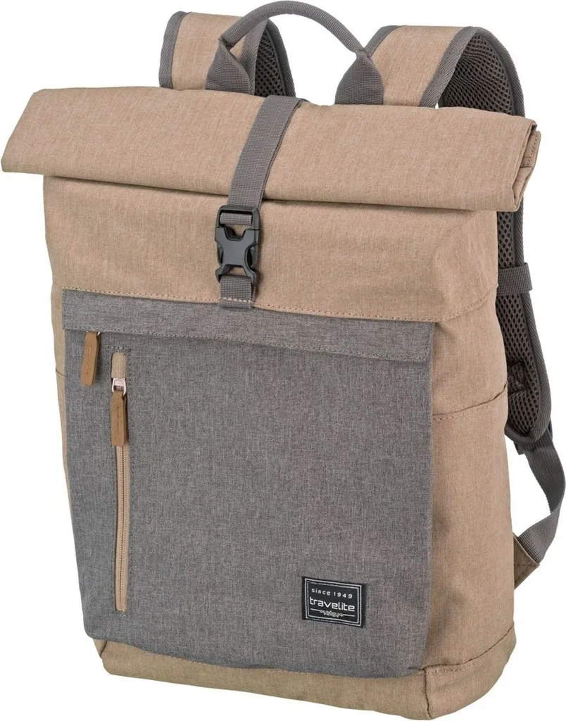 Grand sac à dos 35L Travelite City Basics Roll-up Rose pour PC 15.6''