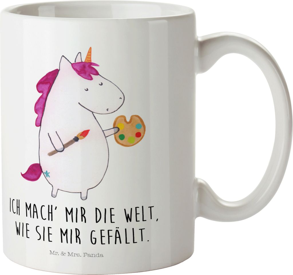 Mr. & Mrs. Panda Plastikbecher Einhorn Künstler - Weiß - Geschenk, Outdoor Tasse, Campingbecher, Unicorn, Farbe, Einhörner, Welt, Haferl, Mehrwe...