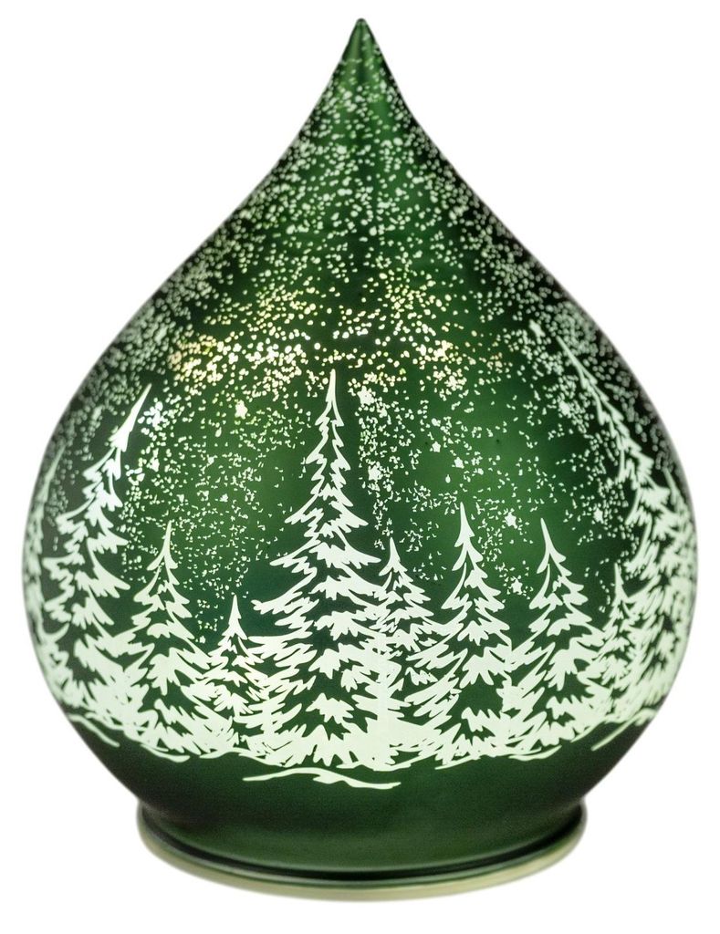 formano LED Deko Tropfen Winter Grün Timer Glas 16 cm Produktbild 